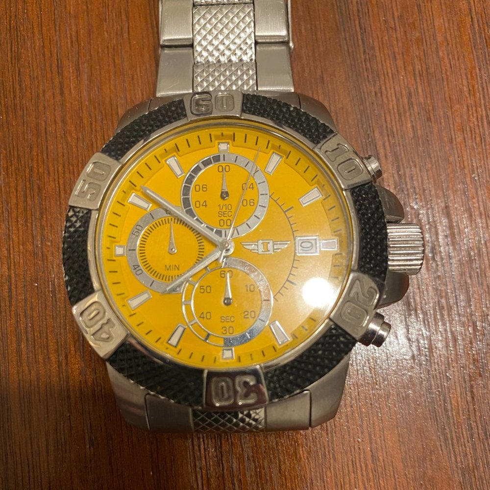 Invicta Watch - Yellow on Silver